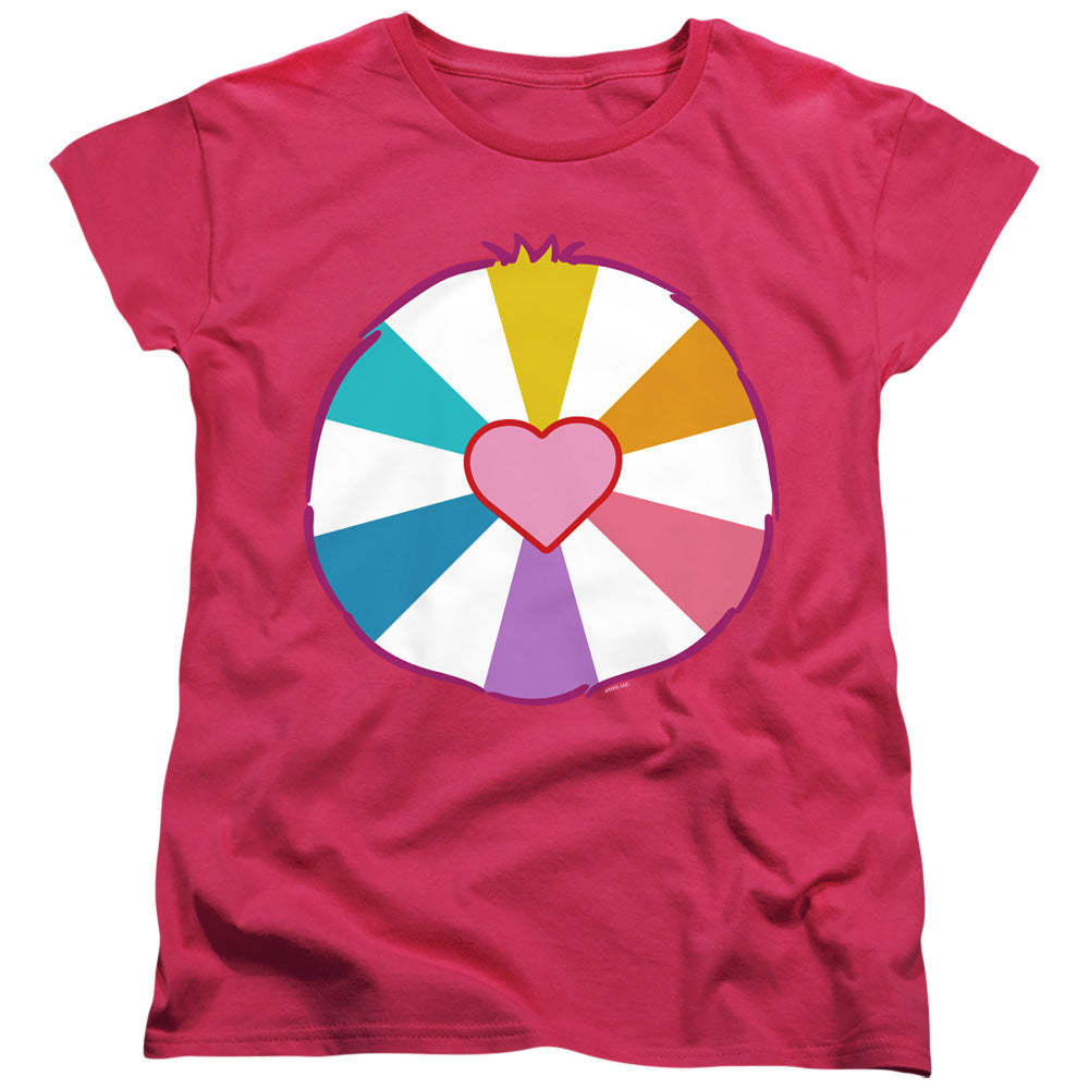 AN OFFCIALLY LICENSED CARE BEARS HOPEFUL HEART BELLY WOMEN'S REGULAR FIT T-SHIRT HOT PINK