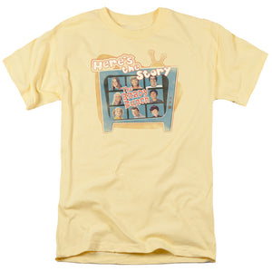 AN OFFCIALLY LICENSED BRADY BUNCH HERES THE STORY MEN'S REGULAR FIT T-SHIRT BANANA
