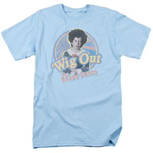 AN OFFCIALLY LICENSED BRADY BUNCH WIG OUT MEN'S REGULAR FIT T-SHIRT LIGHT BLUE