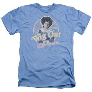 AN OFFCIALLY LICENSED BRADY BUNCH WIG OUT MEN'S HEATHER T-SHIRT LIGHT BLUE