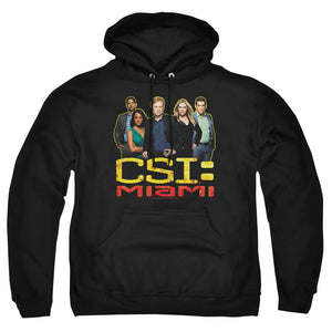AN OFFCIALLY LICENSED CSI MIAMI THE CAST IN BLACK ADULT UNISEX PULLOVER HOODIE BLACK