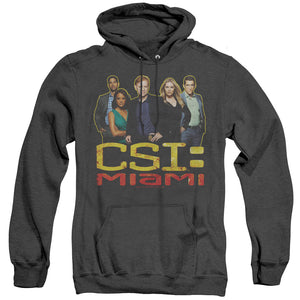 AN OFFCIALLY LICENSED CSI MIAMI THE CAST IN BLACK ADULT UNISEX HEATHER PULLOVER HOODIE BLACK