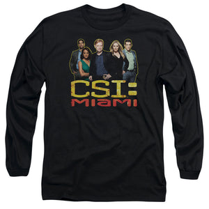 AN OFFCIALLY LICENSED CSI MIAMI THE CAST IN BLACK MEN'S LONG SLEEVE T-SHIRT BLACK