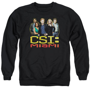 AN OFFCIALLY LICENSED CSI MIAMI THE CAST IN BLACK ADULT UNISEX CREWNECK SWEATSHIRT BLACK