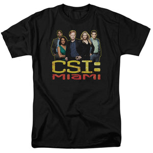 AN OFFCIALLY LICENSED CSI MIAMI THE CAST IN BLACK MEN'S REGULAR FIT T-SHIRT BLACK