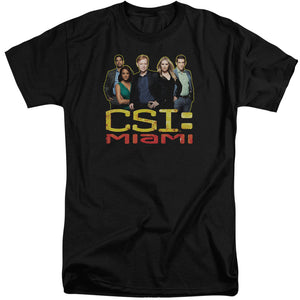 AN OFFCIALLY LICENSED CSI MIAMI THE CAST IN BLACK MEN'S TALL FIT T-SHIRT BLACK