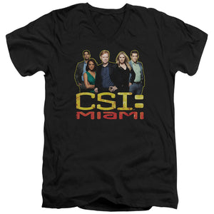 AN OFFCIALLY LICENSED CSI MIAMI THE CAST IN BLACK MEN'S V-NECK T-SHIRT BLACK