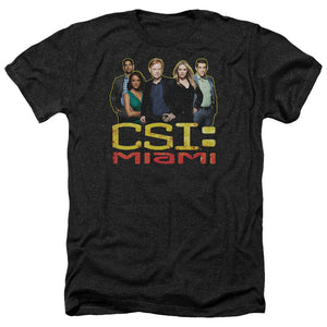 AN OFFCIALLY LICENSED CSI MIAMI THE CAST IN BLACK MEN'S HEATHER T-SHIRT CHARCOAL
