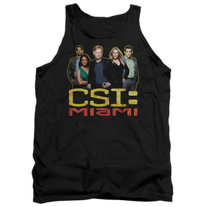 AN OFFCIALLY LICENSED CSI MIAMI THE CAST IN BLACK ADULT UNISEX TANK TOP BLACK