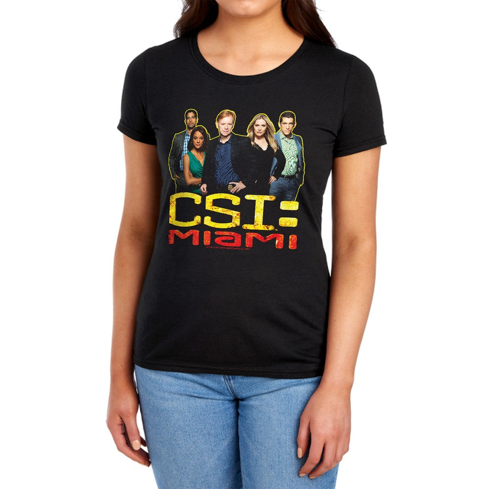 Csi Miami The Cast In Black Licensed Women's T-Shirt Regular Fit LG
