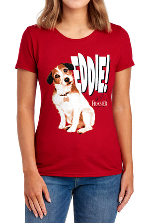 AN OFFCIALLY LICENSED FRASIER EDDIE WOMEN'S REGULAR FIT T-SHIRT RED