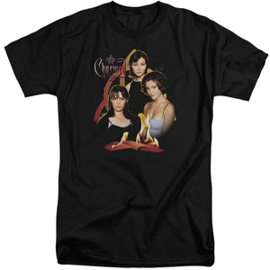 AN OFFCIALLY LICENSED CHARMED ORIGINAL THREE MEN'S TALL FIT T-SHIRT BLACK