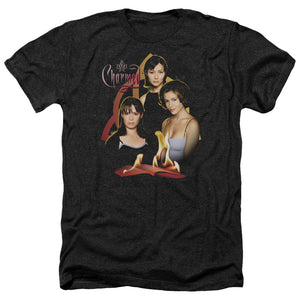 AN OFFCIALLY LICENSED CHARMED ORIGINAL THREE MEN'S HEATHER T-SHIRT CHARCOAL