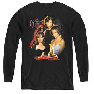 AN OFFCIALLY LICENSED CHARMED ORIGINAL THREE YOUTH LONG SLEEVE T-SHIRT BLACK