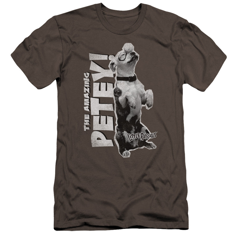 AN OFFCIALLY LICENSED LITTLE RASCALS AMAZING PETEY MEN'S PREMIUM SLIM FIT T-SHIRT CHARCOAL