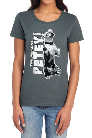 AN OFFCIALLY LICENSED LITTLE RASCALS AMAZING PETEY WOMEN'S REGULAR FIT T-SHIRT CHARCOAL