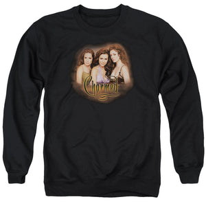 AN OFFCIALLY LICENSED CHARMED SMOKIN ADULT UNISEX CREWNECK SWEATSHIRT BLACK
