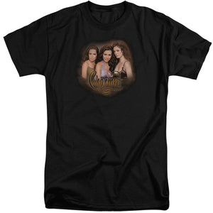AN OFFCIALLY LICENSED CHARMED SMOKIN MEN'S TALL FIT T-SHIRT BLACK