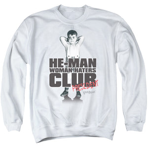 AN OFFCIALLY LICENSED LITTLE RASCALS CLUB PRESIDENT ADULT UNISEX CREWNECK SWEATSHIRT WHITE