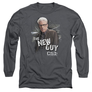 AN OFFCIALLY LICENSED CSI THE NEW GUY MEN'S LONG SLEEVE T-SHIRT CHARCOAL