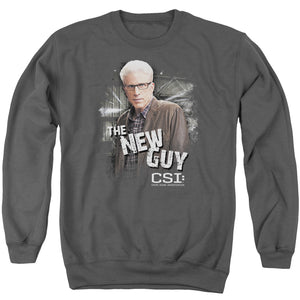 AN OFFCIALLY LICENSED CSI THE NEW GUY ADULT UNISEX CREWNECK SWEATSHIRT CHARCOAL