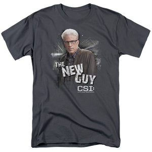 AN OFFCIALLY LICENSED CSI THE NEW GUY MEN'S REGULAR FIT T-SHIRT CHARCOAL