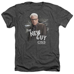 AN OFFCIALLY LICENSED CSI THE NEW GUY MEN'S HEATHER T-SHIRT CHARCOAL