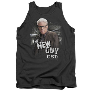 AN OFFCIALLY LICENSED CSI THE NEW GUY ADULT UNISEX TANK TOP CHARCOAL