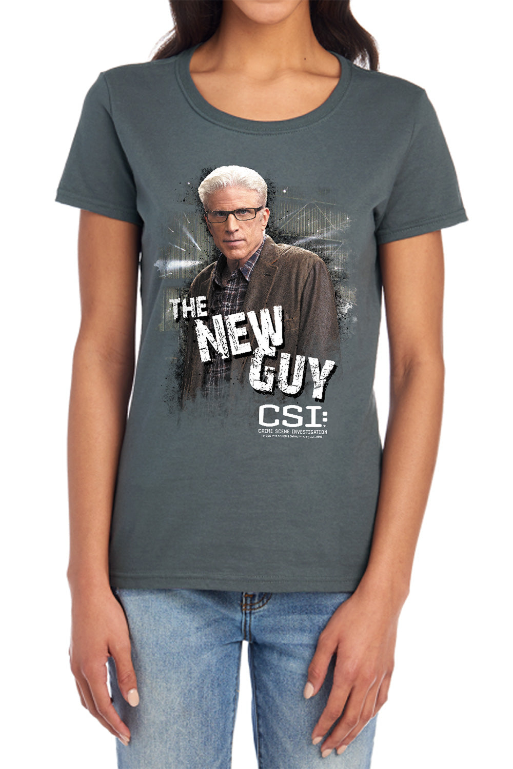AN OFFCIALLY LICENSED CSI THE NEW GUY WOMEN'S REGULAR FIT T-SHIRT CHARCOAL
