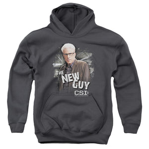 AN OFFCIALLY LICENSED CSI THE NEW GUY YOUTH HOODIE CHARCOAL