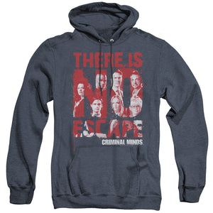 AN OFFCIALLY LICENSED CRIMINAL MINDS NO ESCAPE ADULT UNISEX HEATHER PULLOVER HOODIE NAVY