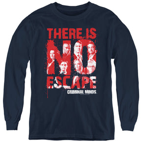 AN OFFCIALLY LICENSED CRIMINAL MINDS NO ESCAPE YOUTH LONG SLEEVE T-SHIRT NAVY