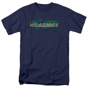 AN OFFCIALLY LICENSED AMAZING RACE AROUND THE WORLD MEN'S REGULAR FIT T-SHIRT NAVY