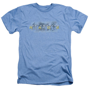 AN OFFCIALLY LICENSED AMAZING RACE IN THE CLOUDS MEN'S HEATHER T-SHIRT LIGHT BLUE