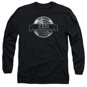 AN OFFCIALLY LICENSED CSI RENDERED LOGO MEN'S LONG SLEEVE T-SHIRT BLACK