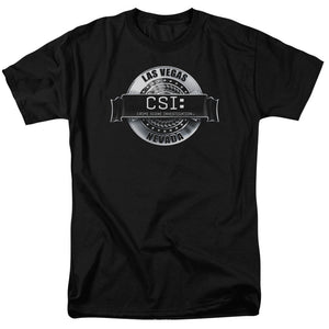 AN OFFCIALLY LICENSED CSI RENDERED LOGO MEN'S REGULAR FIT T-SHIRT BLACK