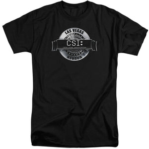 AN OFFCIALLY LICENSED CSI RENDERED LOGO MEN'S TALL FIT T-SHIRT BLACK