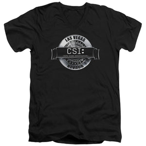 AN OFFCIALLY LICENSED CSI RENDERED LOGO MEN'S V-NECK T-SHIRT BLACK