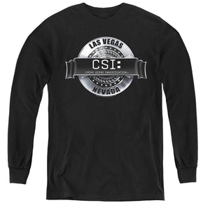 AN OFFCIALLY LICENSED CSI RENDERED LOGO YOUTH LONG SLEEVE T-SHIRT BLACK