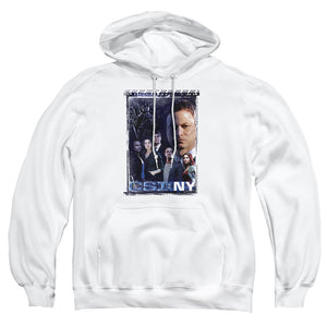AN OFFCIALLY LICENSED CSI NY WATCHFUL EYE ADULT UNISEX PULLOVER HOODIE WHITE