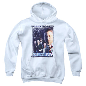 AN OFFCIALLY LICENSED CSI NY WATCHFUL EYE YOUTH HOODIE WHITE