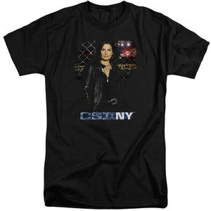 AN OFFCIALLY LICENSED CSI NY JO MEN'S TALL FIT T-SHIRT BLACK