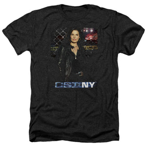 AN OFFCIALLY LICENSED CSI NY JO MEN'S HEATHER T-SHIRT CHARCOAL