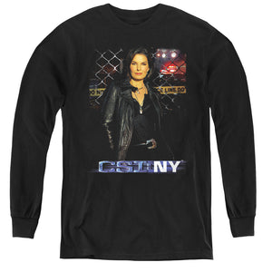 AN OFFCIALLY LICENSED CSI NY JO YOUTH LONG SLEEVE T-SHIRT BLACK