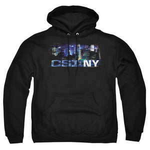 AN OFFCIALLY LICENSED CSI NY NEVER RESTS ADULT UNISEX PULLOVER HOODIE BLACK