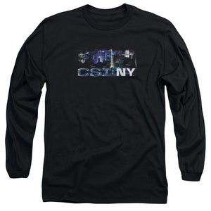 AN OFFCIALLY LICENSED CSI NY NEVER RESTS MEN'S LONG SLEEVE T-SHIRT BLACK
