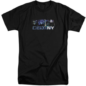 AN OFFCIALLY LICENSED CSI NY NEVER RESTS MEN'S TALL FIT T-SHIRT BLACK