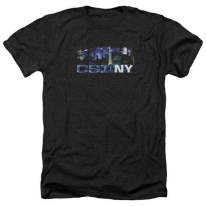 AN OFFCIALLY LICENSED CSI NY NEVER RESTS MEN'S HEATHER T-SHIRT CHARCOAL