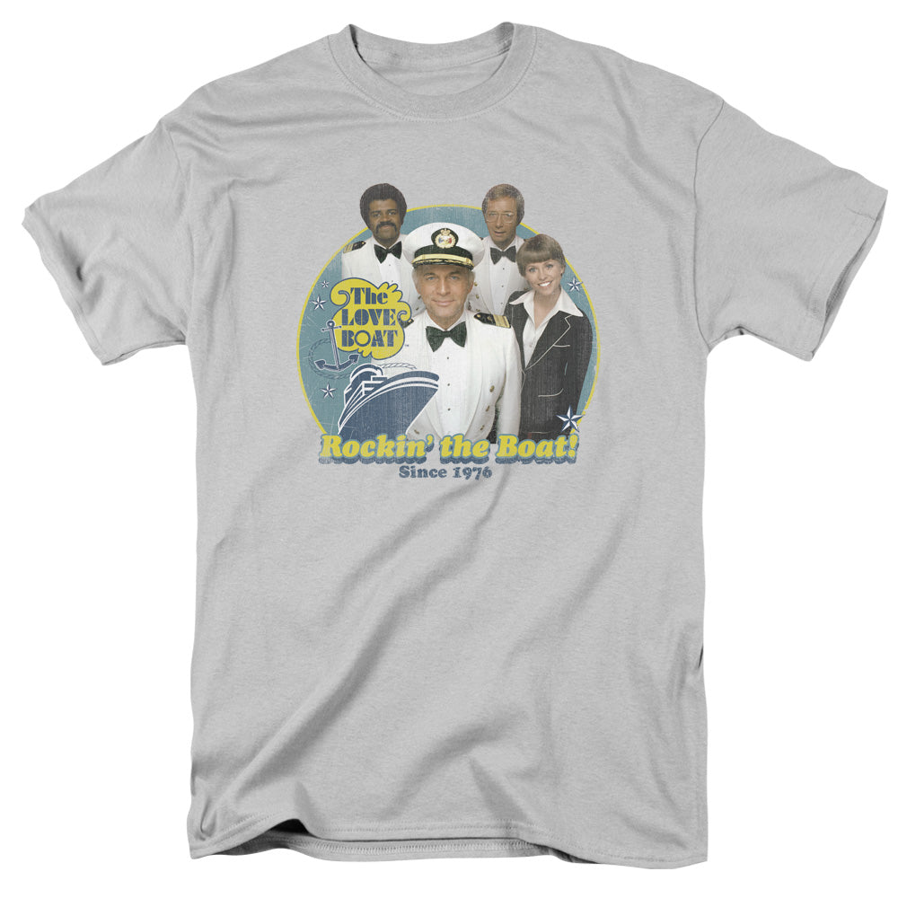 AN OFFCIALLY LICENSED LOVE BOAT ROCKIN THE BOAT MEN'S REGULAR FIT T-SHIRT SILVER
