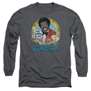 AN OFFCIALLY LICENSED LOVE BOAT ORIGINAL BOOZE CRUISE MEN'S LONG SLEEVE T-SHIRT CHARCOAL